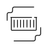 Black and white abstract design featuring a square with two wavy lines extending from the top left and bottom right. in the middle is a line drawing of a compactor.