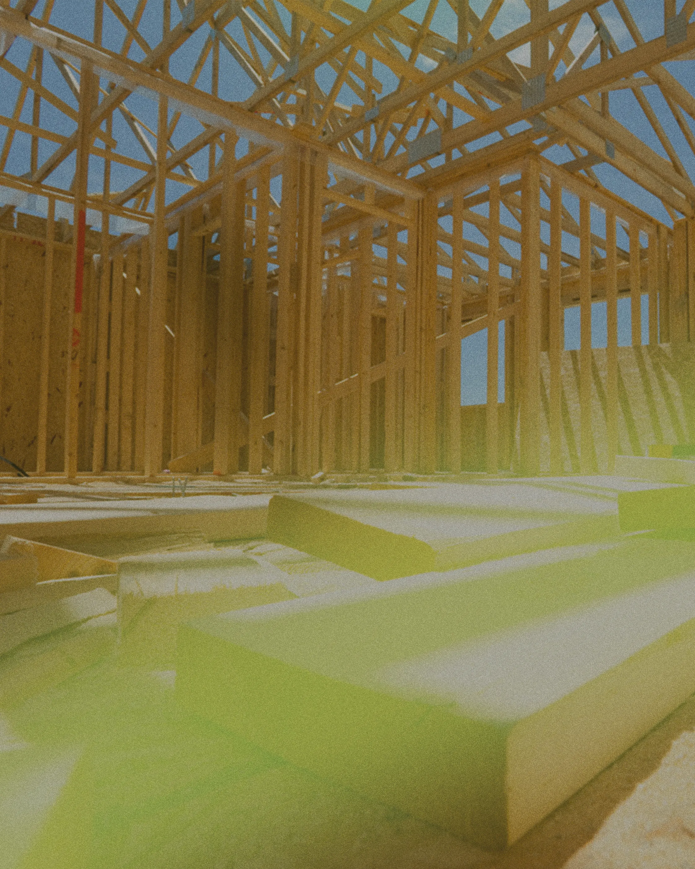 construction site with wood framing