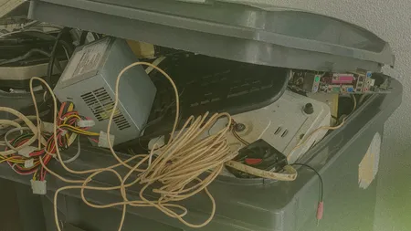 electronic devices in garbage can